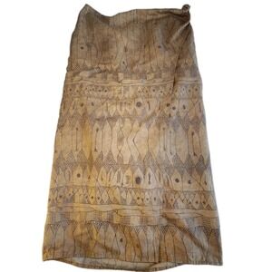 LAUREN RALPH LAUREN Maxi Tie Wrap Skirt Womens 12 Linen Southwest Boho Aztec VTG